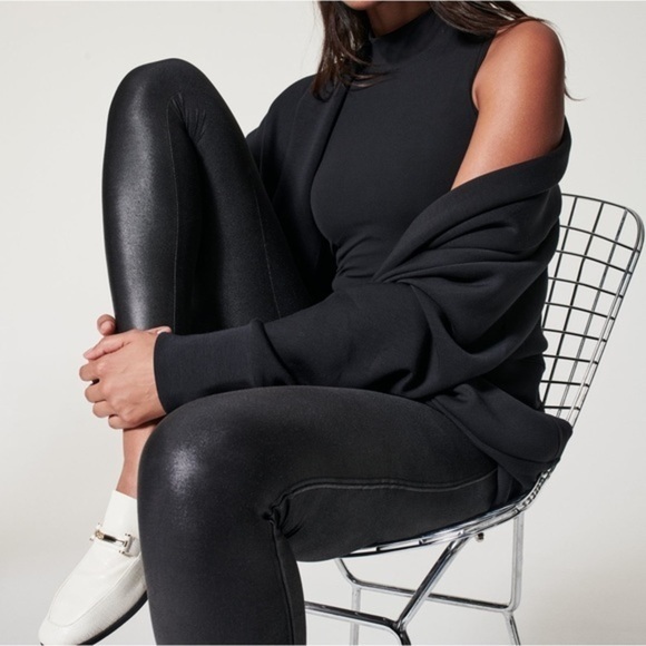 SPANX Faux Leather Leggings Black Medium - Picture 1 of 6